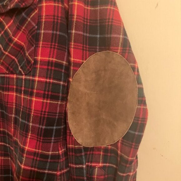 Ralph Lauren Buffalo Plaid Check Flannel Button Down Shirt with Leather Elbows - Picture 2 of 8